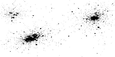 Fototapeta premium A collection of black ink splatters and paint droplets isolated on a clean white background layer