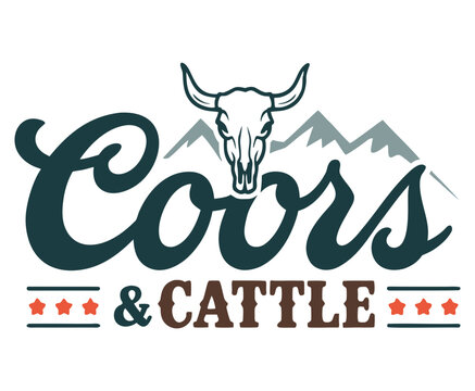 A stylized logo design for "Coors & CATTLE" in a western theme