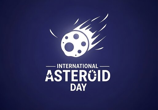 International Asteroid Day logo with asteroid icon on dark blue background