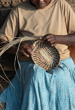  African Basket Making - Weaving Grass into baskets in Africa