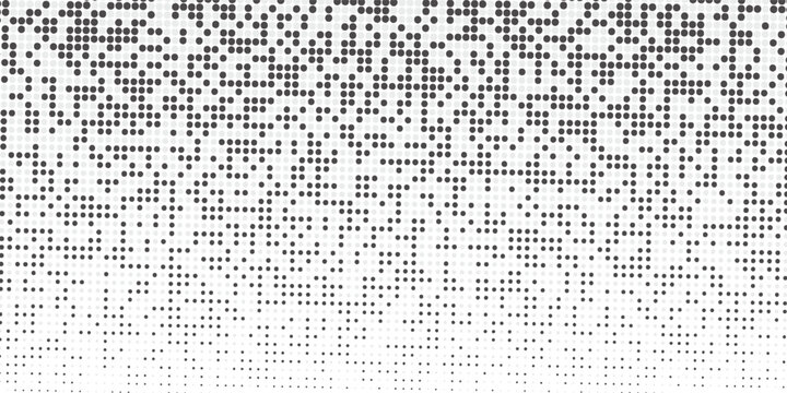 Dot grid pattern vector illustration. Simple black white point background with small and large polka dots. Abstract futuristic dotted mesh with gradient effect. Geometric minimal digital design.