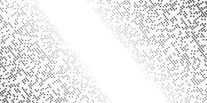 Dot grid pattern vector illustration. Simple black white point background with small and large polka dots. Abstract futuristic dotted mesh with gradient effect. Geometric minimal digital design.