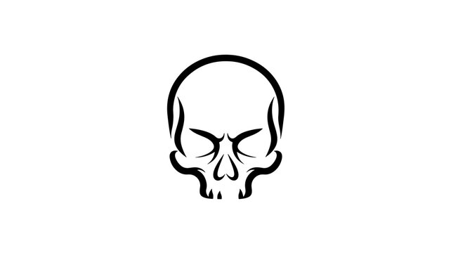 black skull icon, minimalist design, white background