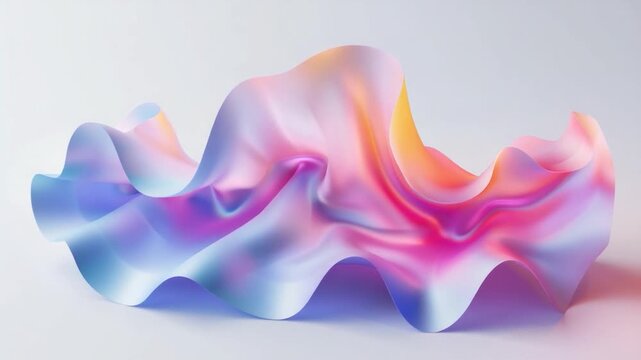Video A geometric shape composed of pink and blue hues on a white background