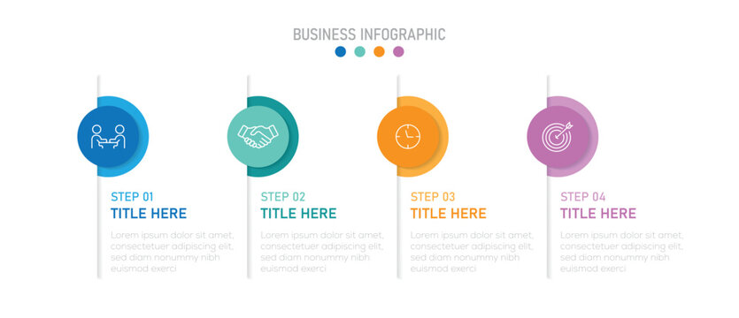 Business Infographic design with 4 steps or options. Template for graph, diagram, presentations slide.