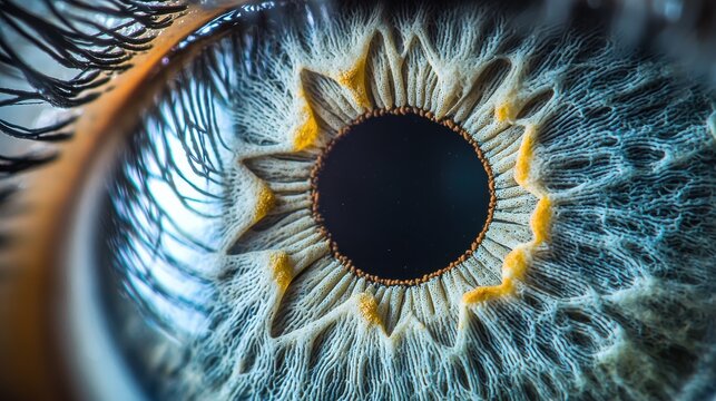 Iris muscle fibers detailed macro photography showcasing anatomical circular muscle structures with radial fiber patterns in stunning clarity