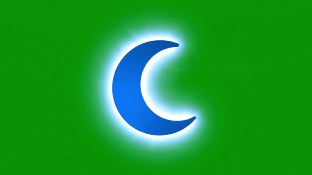 A video showcasing a crescent moon symbol on a green background, often used to represent Islamic culture and Ramadan, in a visually appealing and symbolic video.