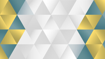 幾何学模様の三角形パターン背景、青と黄のアクセントが入ったシンプルな抽象フレーム素材