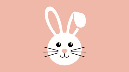Fototapeta premium A cute cartoon bunny face with a pink background and whiskers