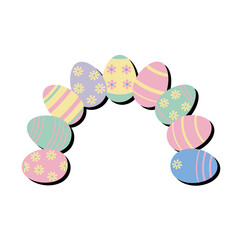 Fototapeta premium A colorful Easter egg arch on a white background