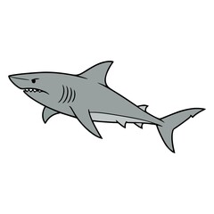 Fototapeta premium Dynamic Shark Illustration with Bold Cartoon Underwater Style