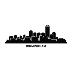 Obraz premium Birmingham City Skyline Silhouette Vector United Kingdom Urban Cityscape Illustration