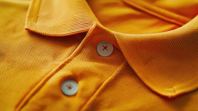 Video A detailed view of a yellow shirt's buttons, useful for fashion or design projects