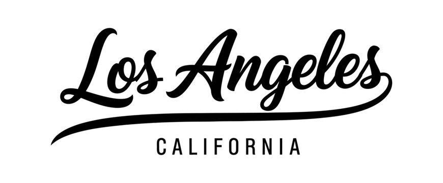 Los Angeles, California is stylishly represented in a classic black and white design. USA city vector badge &ndash; flat style design emblem label sticker, transparent background