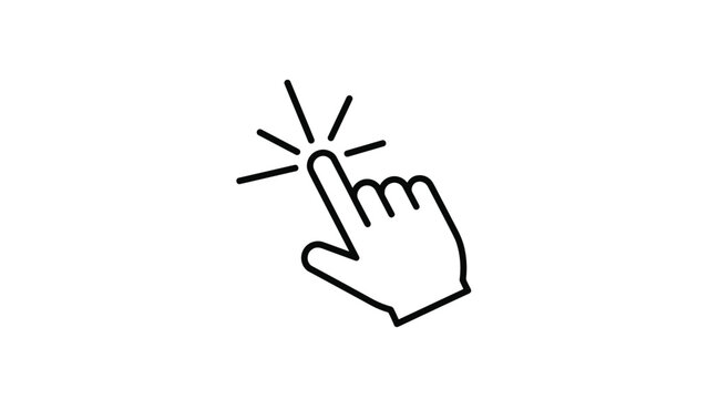Black and white hand cursor icon pointing upwards and clicking symbolizing user interaction and selection on a digital interface.