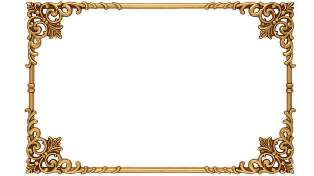 Ornate Golden Rectangular Frame with Swirls border