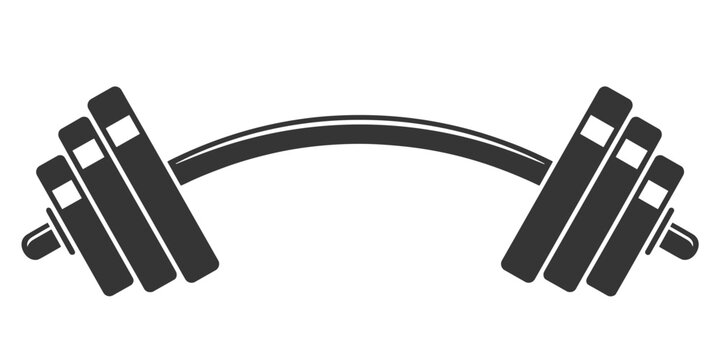 Silhouette of a Curved Barbell With Weight Plates weightlifting