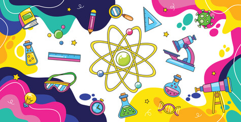 Naklejka premium Science and chemistry doodle element vector illustration