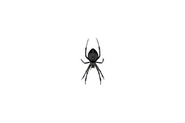 Obraz premium Black spider hanging from above, an isolated arachnid concept for fear, halloween, or wildlife