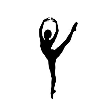 Ballet Dancer Silhouette in Elegant Pose.