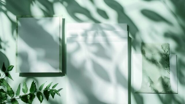 Video A plant sits next to a picture frame on a wall, with a simple background