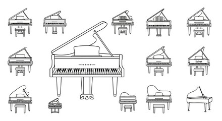 Grand piano musical instrument illustration. © ikun