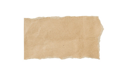 Fototapeta premium Brown paper ripped isolated on a transparent background, crumpled brown paper page with ripped edges, Piece of ripped torn brown cardboard paper PNG