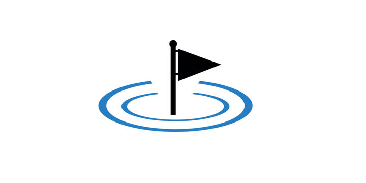 Flag in water ripples icon