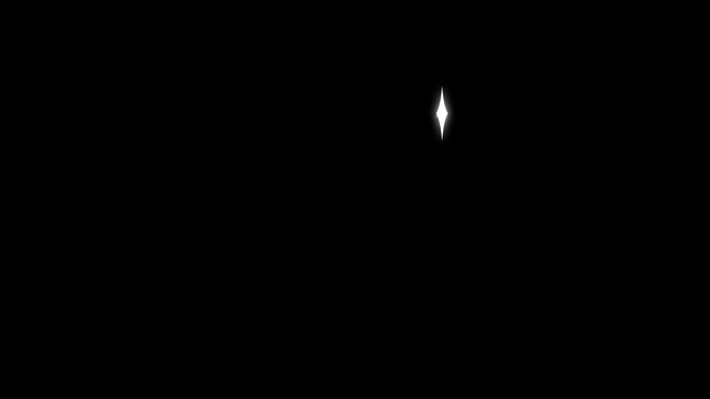 Shimmering glowing twinkle star sparkle glitter animation on black screen, doodle vector cartoon style twinkling stars sparkle trail motion graphics for magical festive holiday effects in 4K