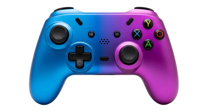 Xbox controller isolated on transparent background with blue and pink colors