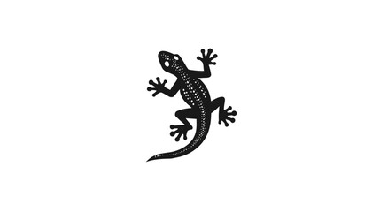 Fototapeta premium Silhouetted illustration of a reptile on a plain white background, featuring details of scales