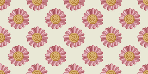 Fototapeta premium Seamless floral pattern in pink on light background for fabric design and craft projects