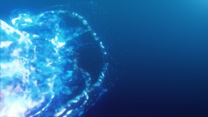 Blue energy glowing magic liquid made of waves and electric iridescent plasma © Bolbik