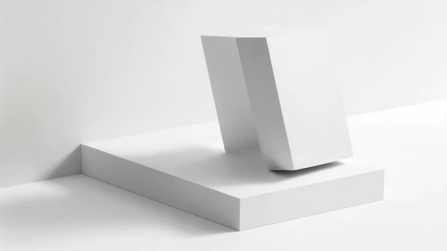 Video Three white steps in a minimalist room with clean lines and a simple background