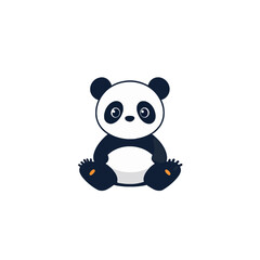 Naklejka premium Cute cartoon panda sitting, adorable animal illustration, simple graphic design, playful character, white background, isolated, graphic, vector, cute, animal, illustration, graphic design, playful, ch