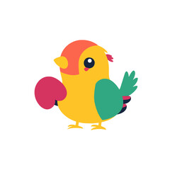 Fototapeta premium Cute cartoon bird with boxing gloves, ready to fight, playful and energetic, isolated on white background, concept of strength and determination