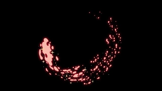 Particle magic tail sparkling glitter star dust trail loop Animation video with alpha channel. Twinkle star glitter sparkle, white cartoon, flat, vector, doodles style stars blinking.