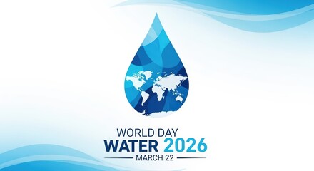 Obraz premium World water day 2026 march 22 global water drop with world map inside