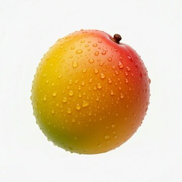 Fresh Tropical Mango Fruit Isolated  Fresh cluster of ripe yellow mangoes hanging on tree branc