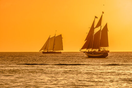 Sunset cruise in Key West Florida, USA, is a favorite tourist activity