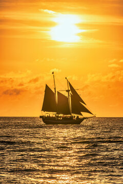 Sunset cruise in Key West Florida, USA, is a favorite tourist activity