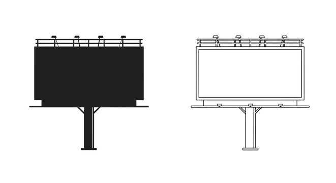 Billboard structures in black and white.