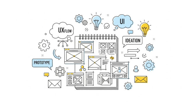 UX and UI Design Sketch - Wireframes and User Interface Elements.
