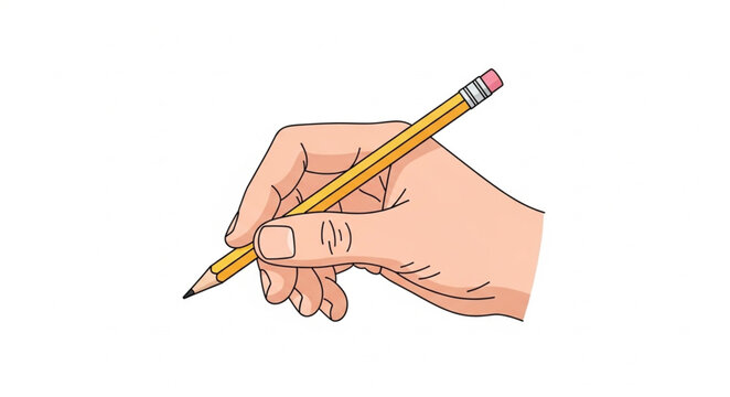 Hand Holding a Pencil Ready to Write or Draw.