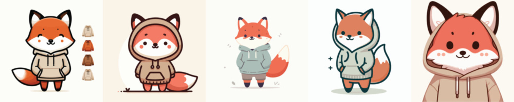 cute fox vector wearing a hoodie