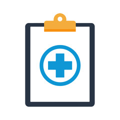 Fototapeta premium Medical Clipboard with Cross Flat Vector Icon