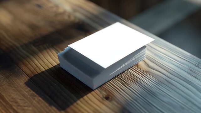 Video A collection of business cards stacked on a wooden surface