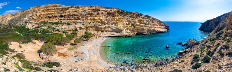 The small isolated gulf of Martsalo south of Crete with sandy beach, Greece