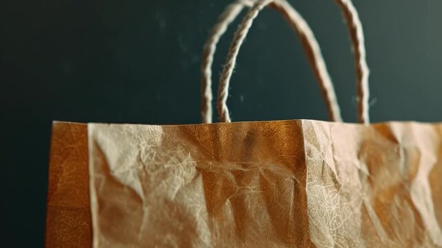 Video A simple, unmarked brown paper bag with a string handle for carrying small items