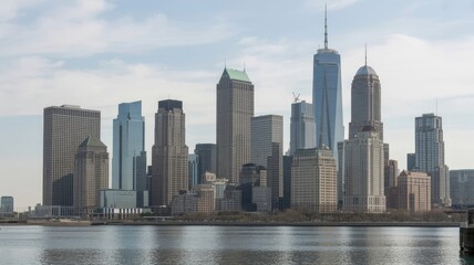 Obraz premium A panoramic view of the New York City skyline across the water